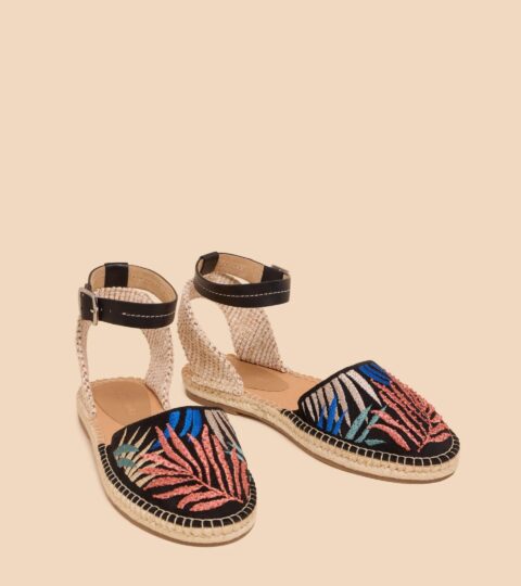 Honeysuckle Leaf Espadrille In BLACK MULTI