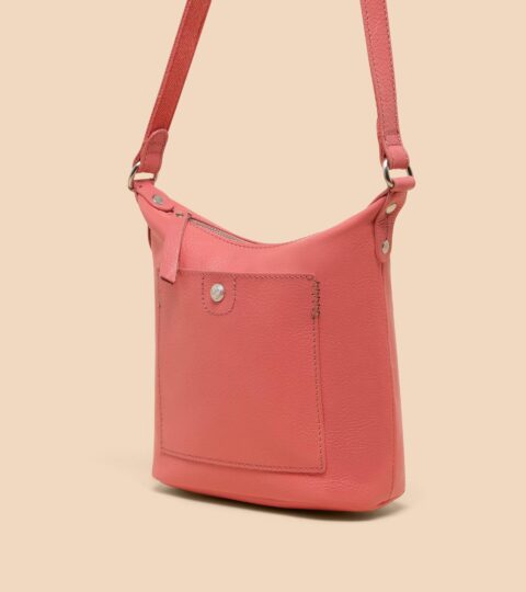 Mini Leather Fern Crossbody Bag In MID CORAL