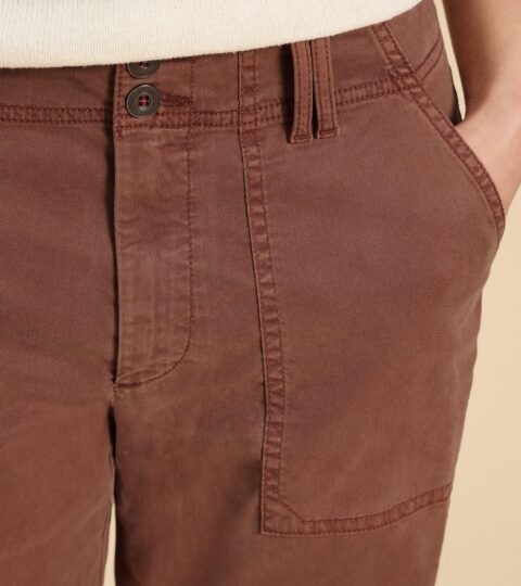 Blaire Cotton Blend Trouser In DARK TAN