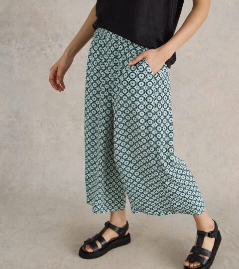 Lisette Crinkle Culotte In NAVY PRINT