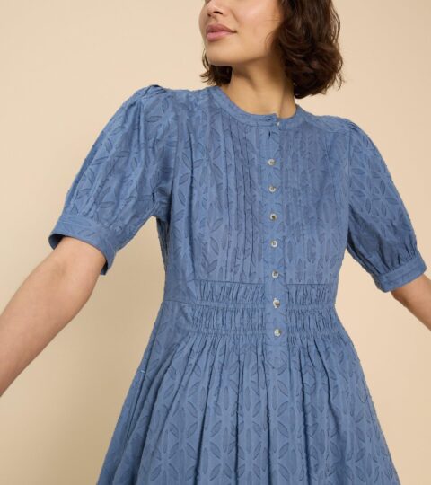 Celeste Short Sleeve Midi Dress In MID BLUE