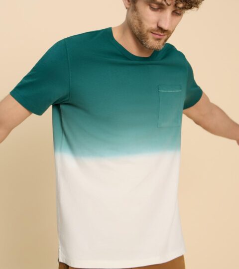 Abersoch Dip Dye SS Tee In TEAL MULTI