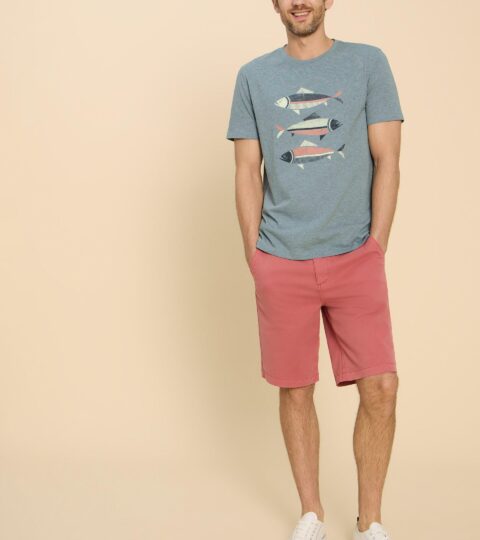 Fish Graphic Short Sleeve Tee In DENIM PRINT