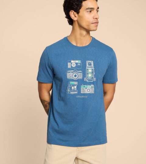 Camera Chronicles Graphic Tee In BLUE PRINT