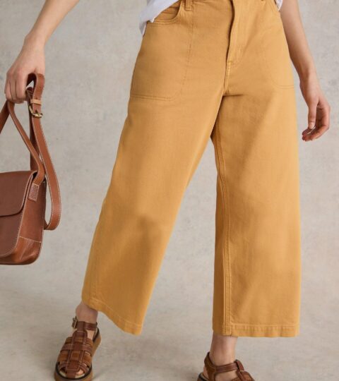 Tia Wide Leg Crop Jean In MID YELLOW