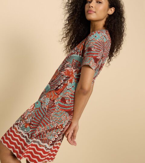 Tammy Cotton Printed Jersey Dress In RED PRINT