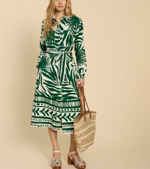 Toni Eco Vero Shirt Dress In GREEN PRINT