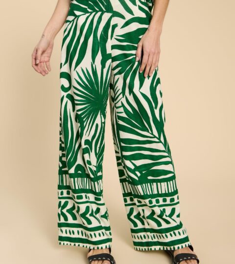 Lucinda Eco Vero Wide Trouser In GREEN PRINT