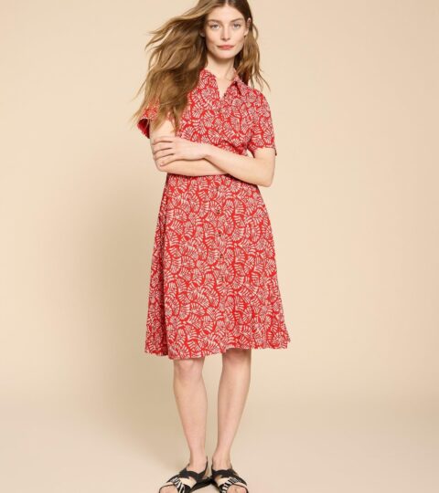 Ria Jersey Shirt Dress In RED PRINT