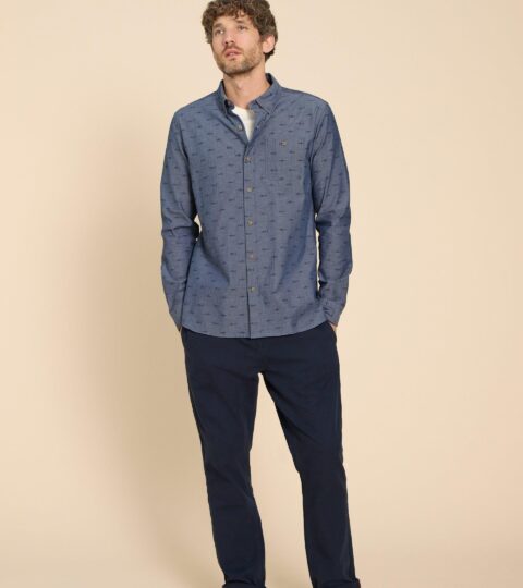 Swordfish Printed Shirt In CHAMBRAY BLUE