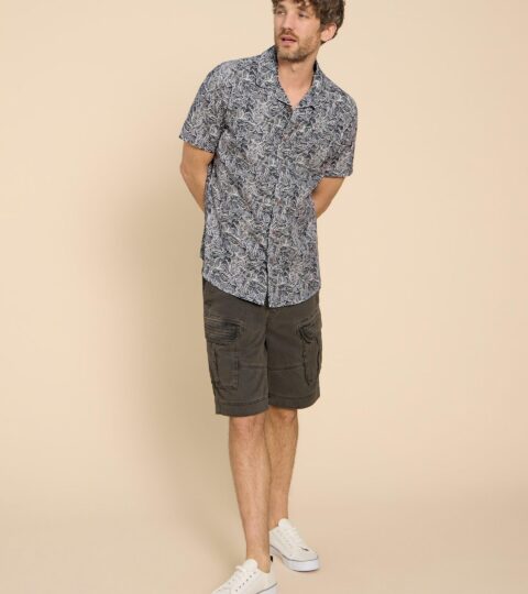 Waves Printed SS Shirt In NAVY PRINT