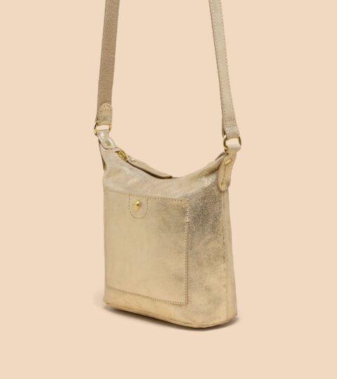 Mini Leather Fern Crossbody In GOLD TONE METALLIC