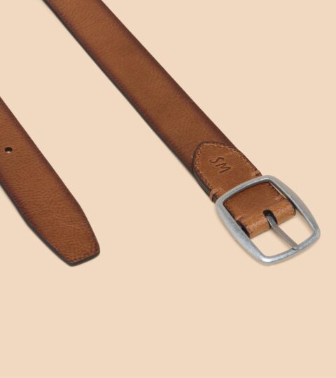 Reversible Leather Buckle Belt In NAVY MULTI