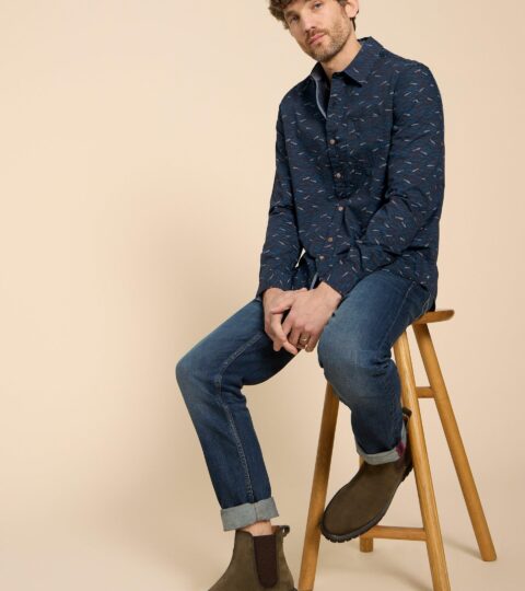 Shoal Printed LS Shirt In NAVY PRINT