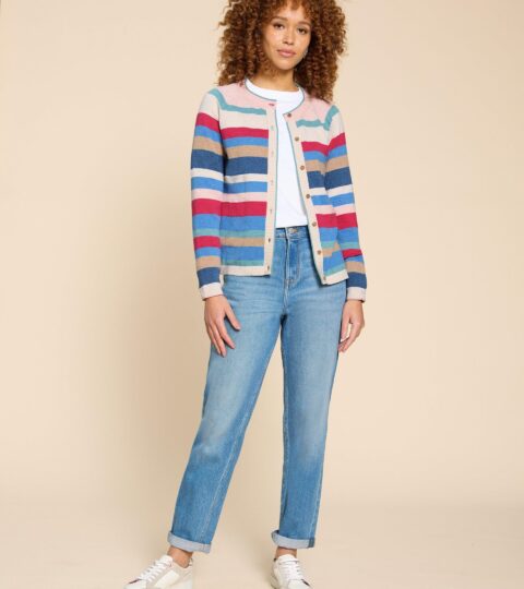 LULU STRIPED CARDI In PINK MULTI