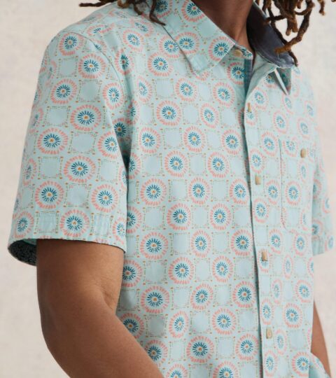 Daisy Tile Printed SS Shirt In BLUE PRINT