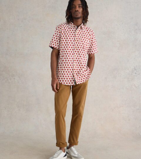 Retro Spot Printed SS Shirt In RED PRINT