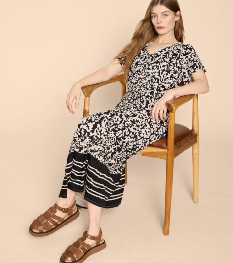 Amelia Jersey Dress In BLACK PRINT