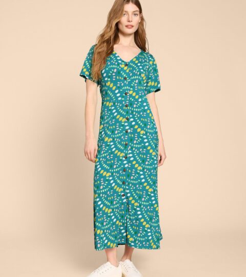 Amelia Jersey Dress In TEAL PRINT