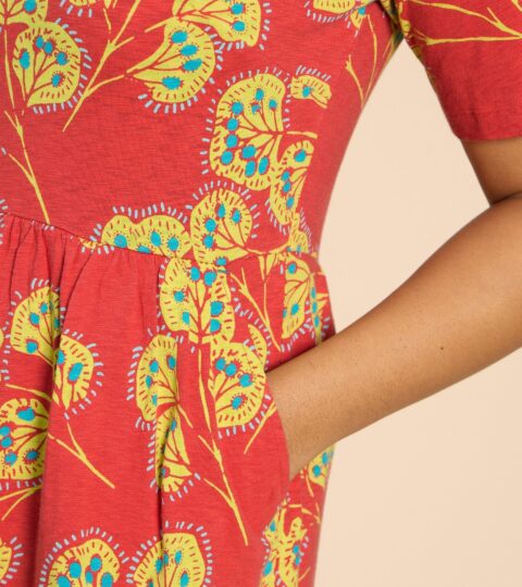 Thea Jersey Dress In RED PRINT