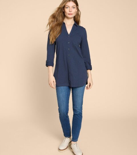 ANNIE LONGLINE SHIRT In FRENCH NAVY