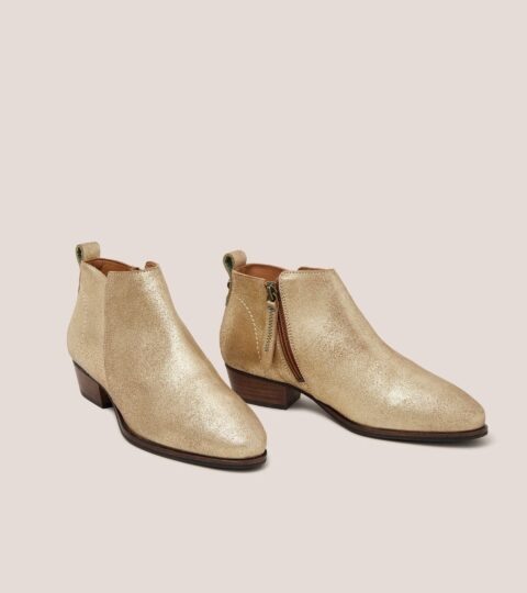 Willow Leather Boot In GOLD TONE METALLIC