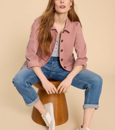 Carrie Denim Jacket In MID PINK