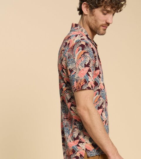 Floral Printed Polo In PLUM PURPLE PRINT