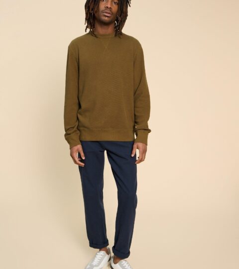 Pique Crew Neck Sweat In KHAKI GREEN